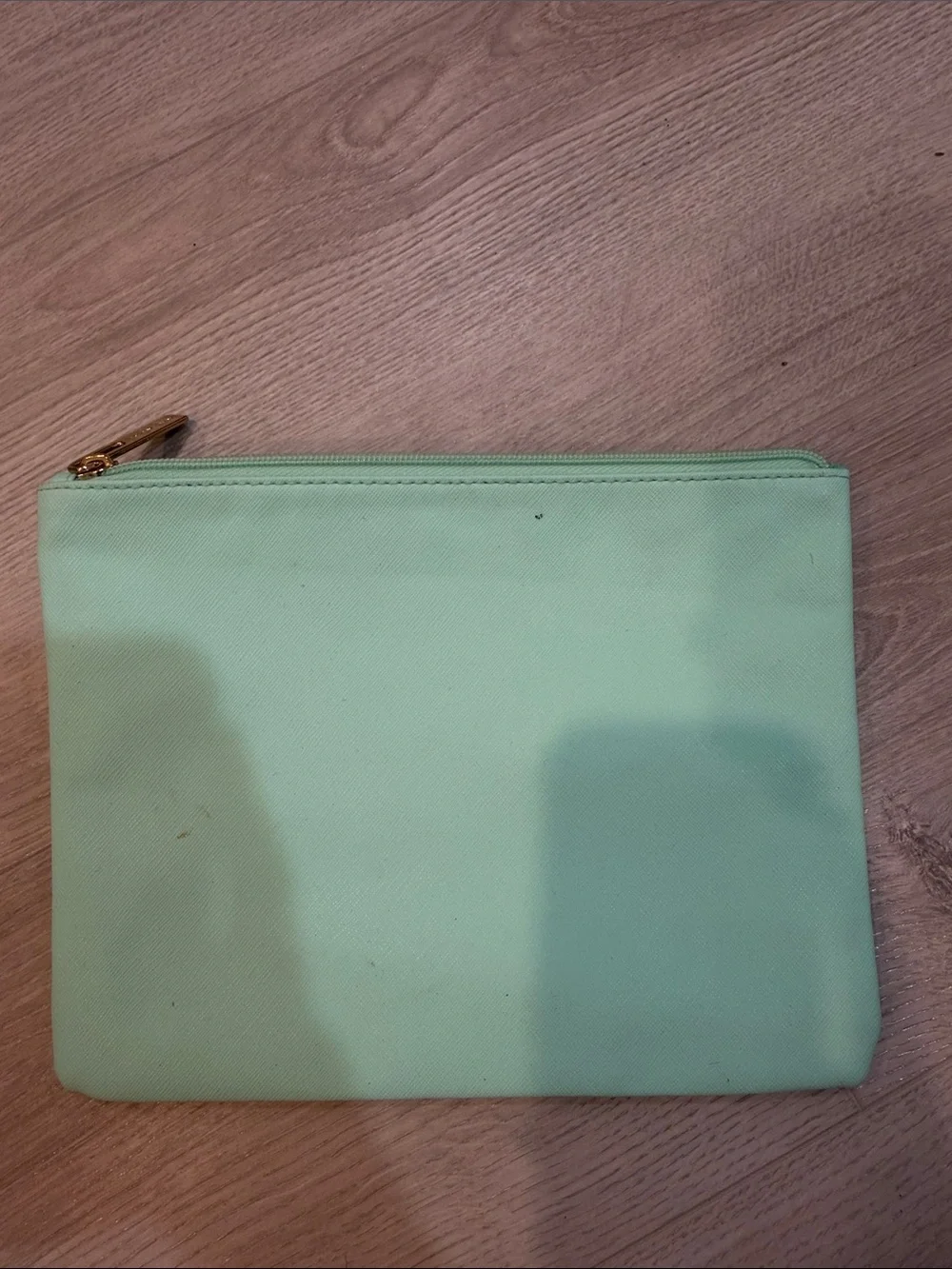 Mint Green Cosmetic Zip Pouch with Gold Accent